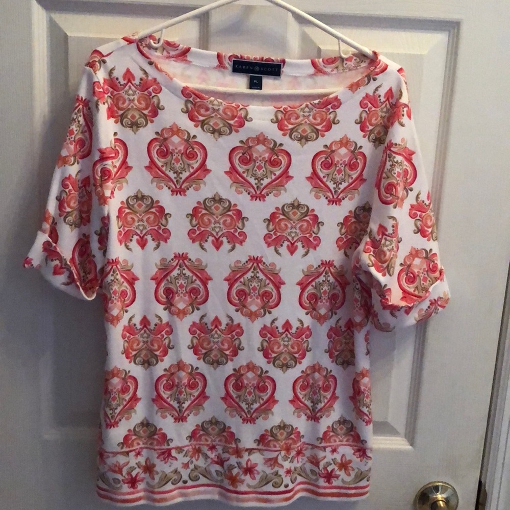Karen Scott Boat Neck Tunic Sz Large Petite